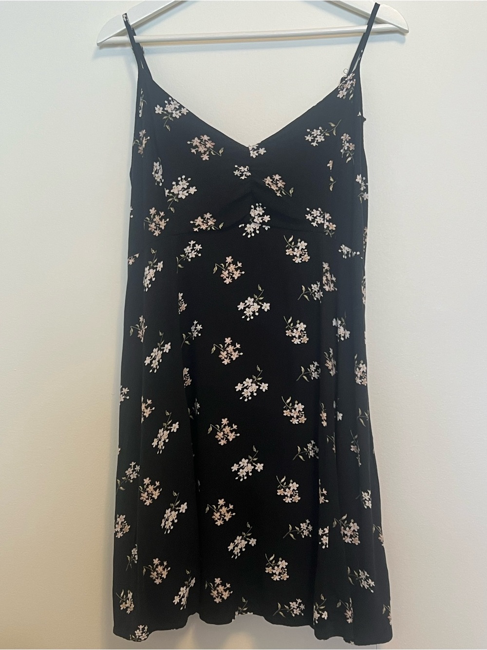 Black Floral Slip Dress with Pink Blooms